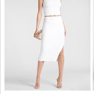 Express High Waisted Body Contour Midi Skirt, White, Size: Small. BRAND NEW!